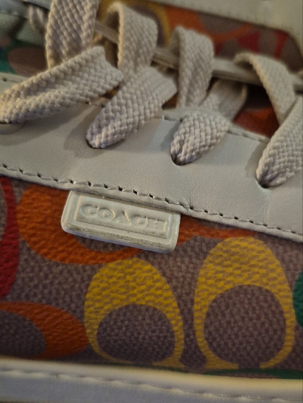 Coach Rainbow Signature Low-Top Sneakers - White Multi - Picture 3 of 7
